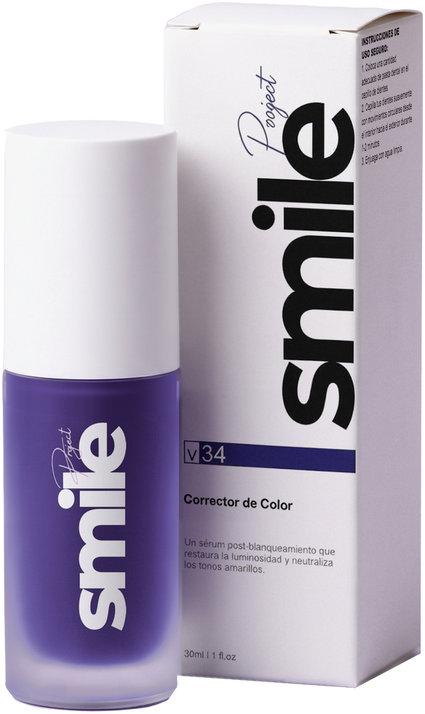 PURPLE V34: frasco con el logo de Smile y su caja